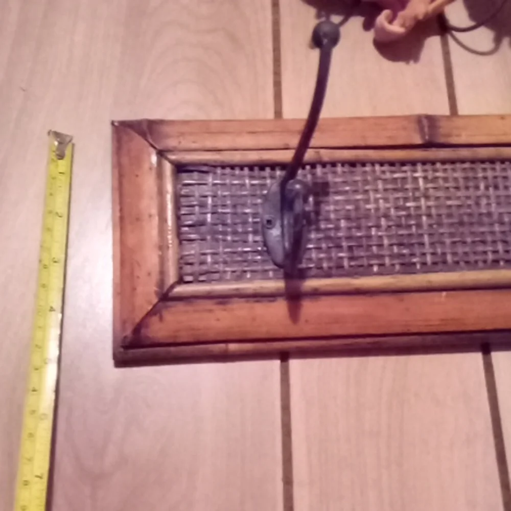 Long Vintage bamboo and wrought iron Wall 4 hooks